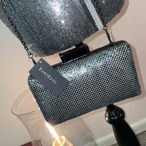 NWT Bebe Clutch Evening Bag with or without chain